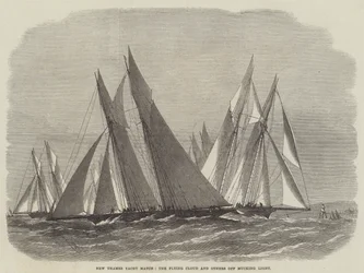 New Thames Yacht Match, die Flying Cloud und andere vor Mucking Light